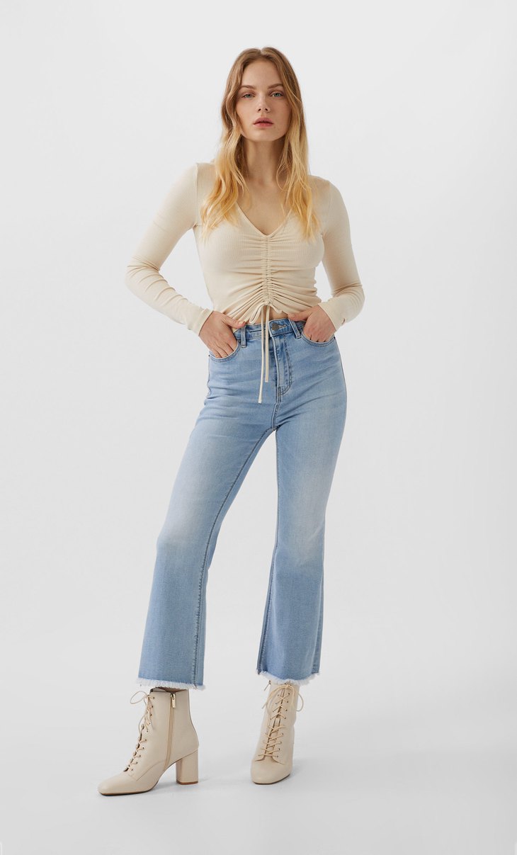 cropped flare jeans stradivarius