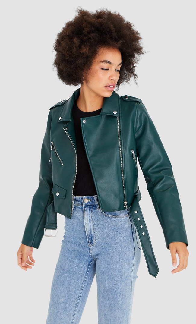 Basic Faux Leather Belted Jacket Women S Short Sleeve Basic Faux Leather Belted Jacket