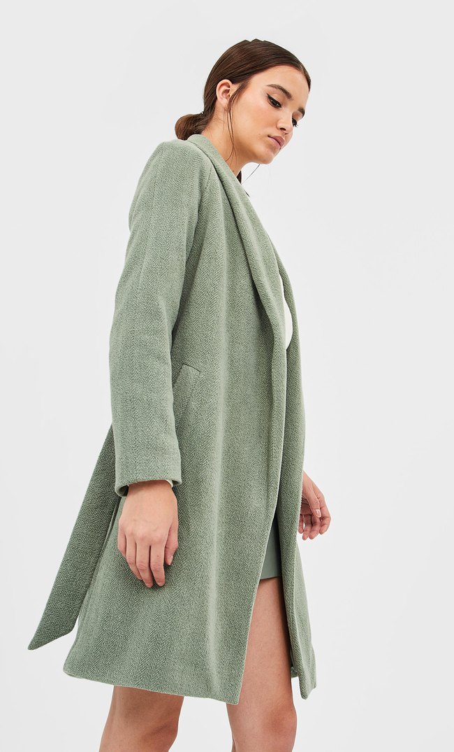 stradivarius green coat