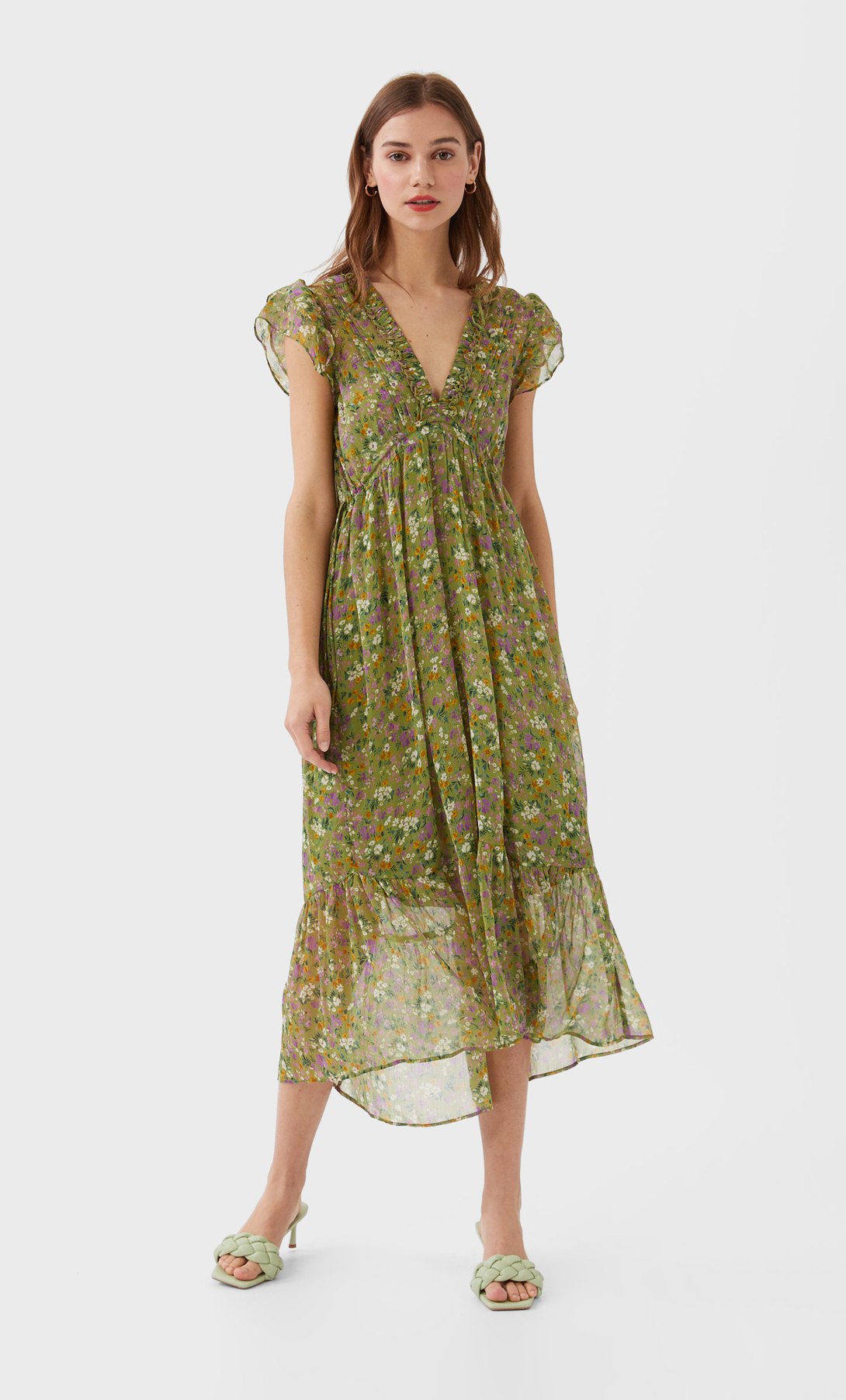 Vestido largo manga corta