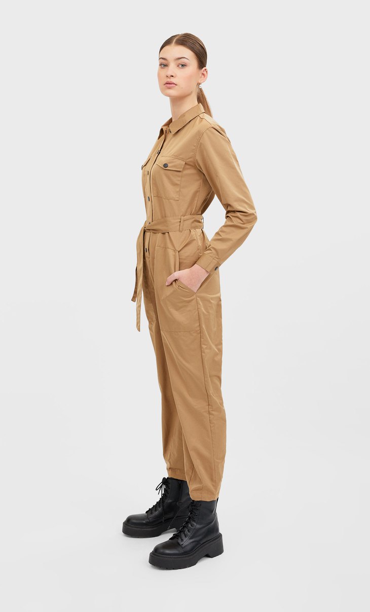 stradivarius denim jumpsuit
