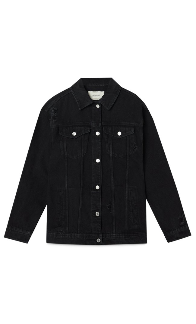 stradivarius black denim jacket