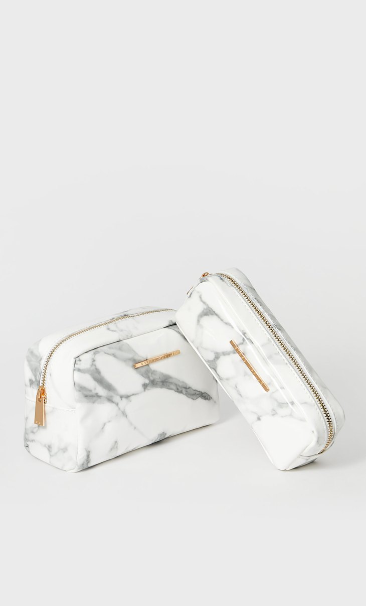 Marble Print Toiletry Bag Cosmetic Bags Stradivarius Belgie Belgique