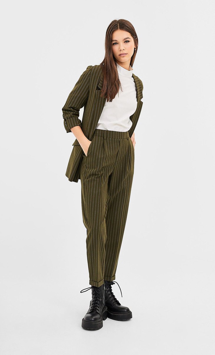 stradivarius striped trousers