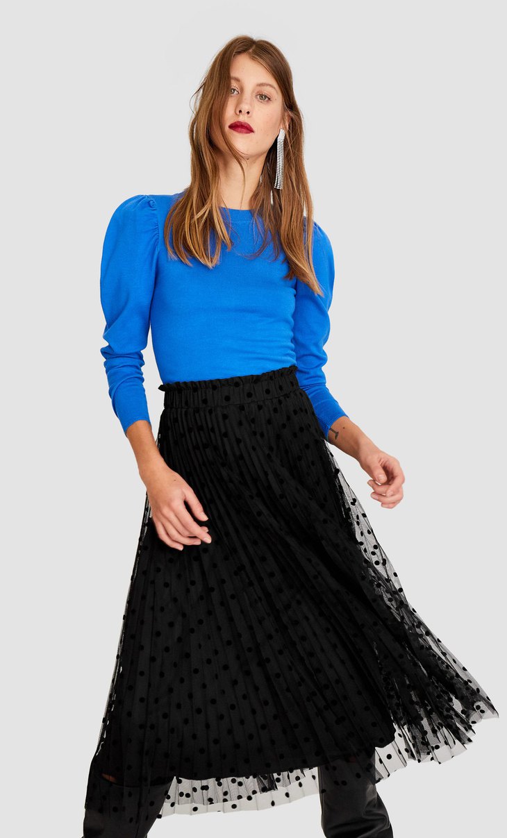 camiseta tul negra stradivarius