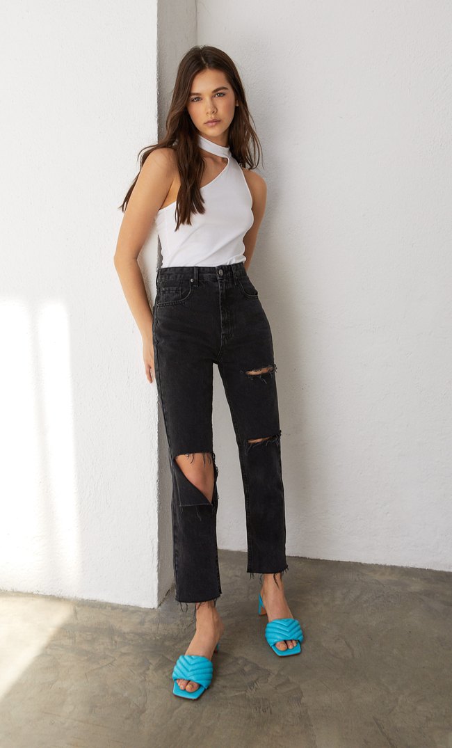 ripped mom fit jeans
