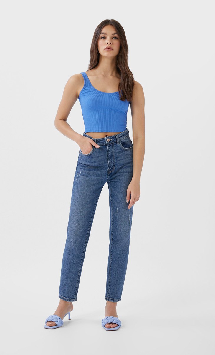 stradivarius mom jeans