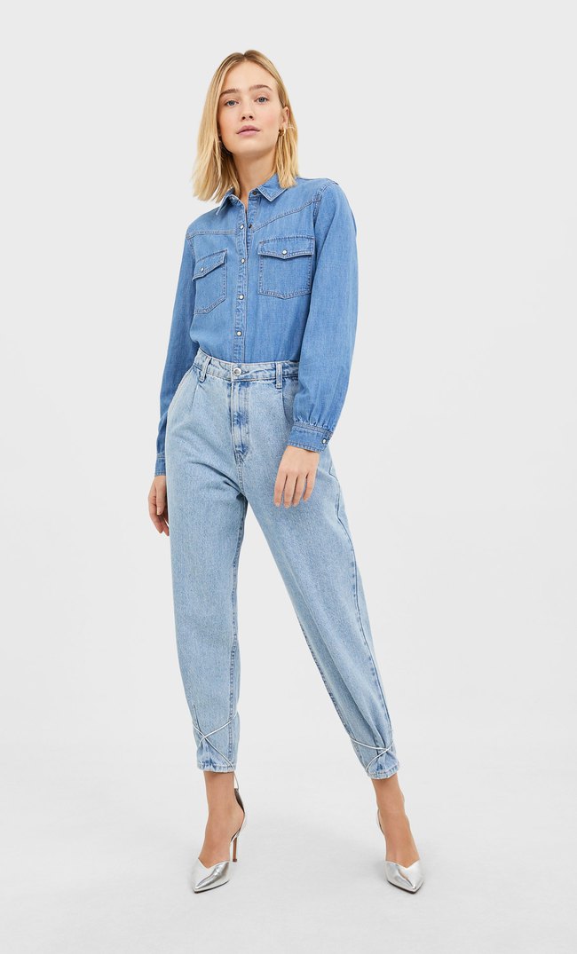 Stradivarius Jean slouchy fit FEMME Denim clair 34