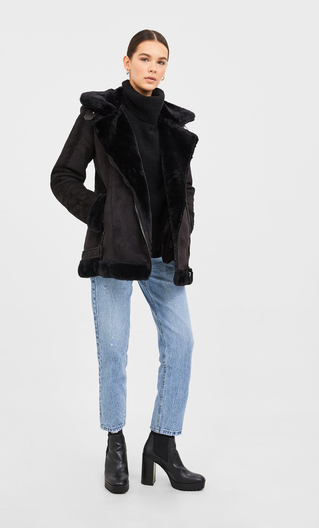 stradivarius shearling jacket