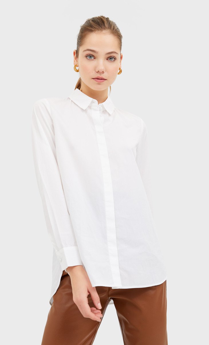 Modalite Net Stradivarius Basic Poplin Gomlek