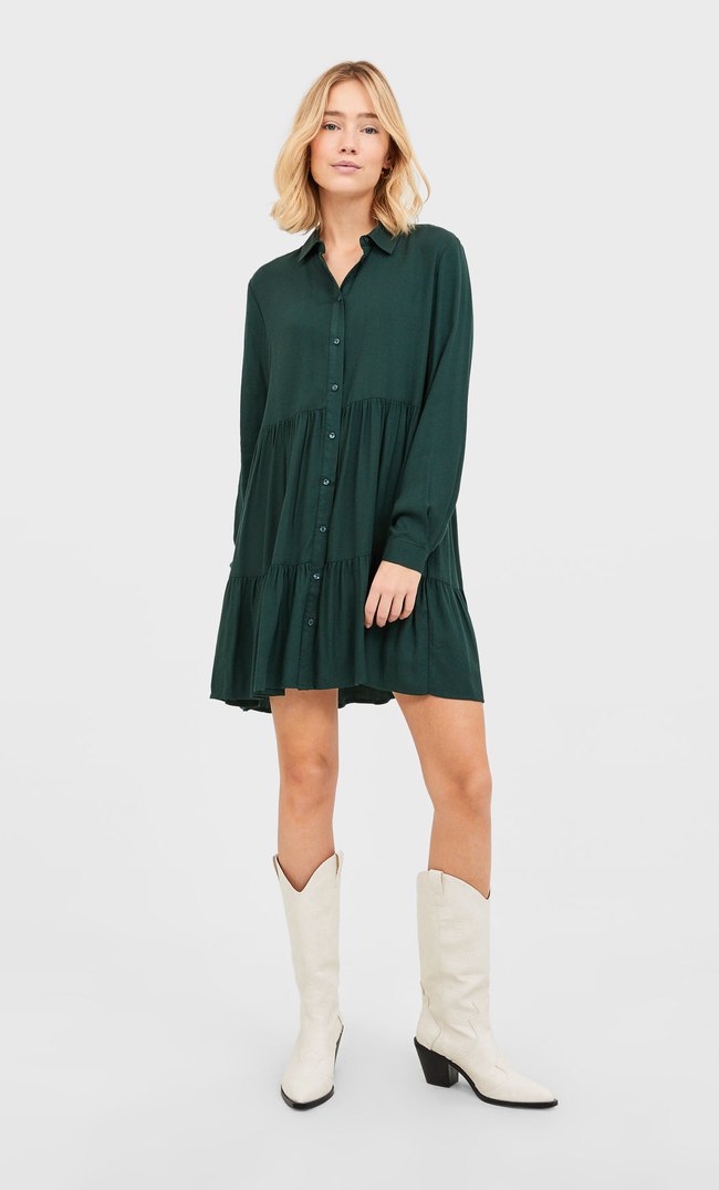 black dress shirt and khakis