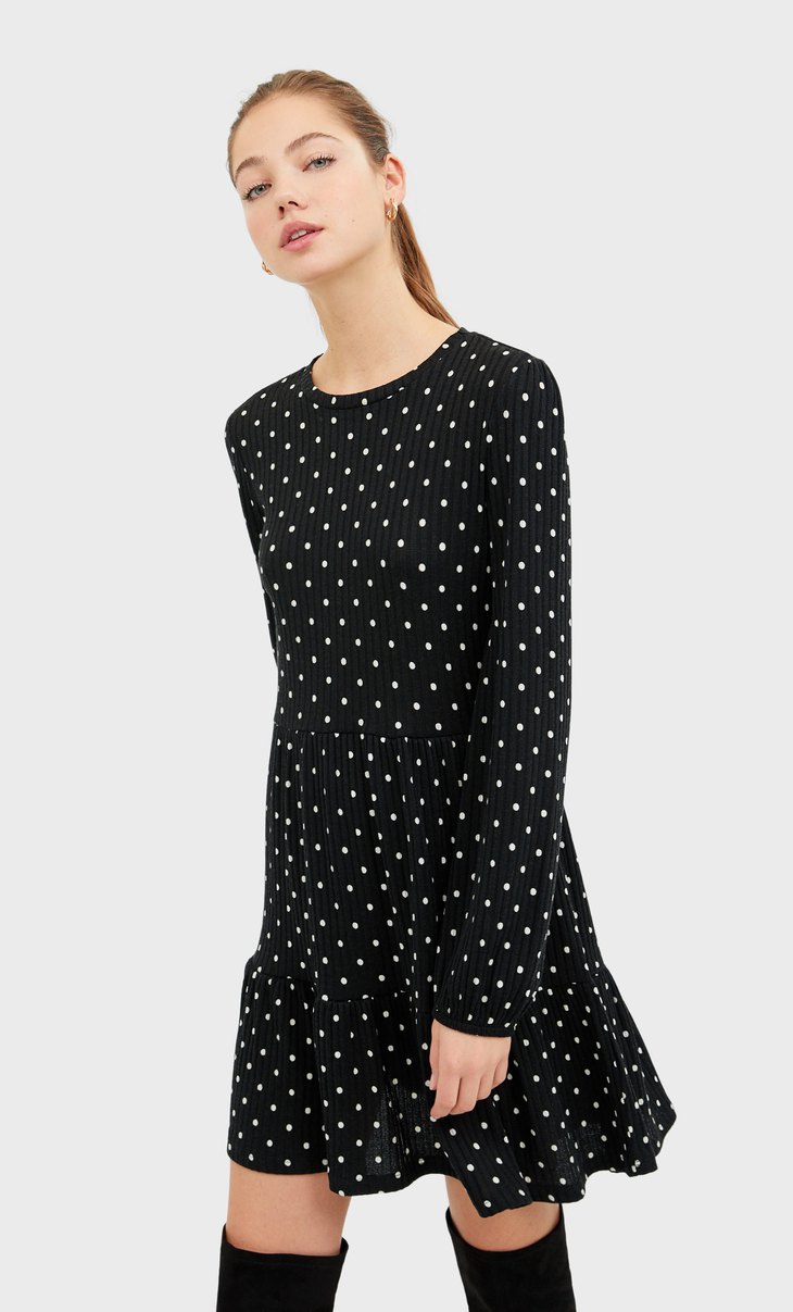 stradivarius polka dot dress