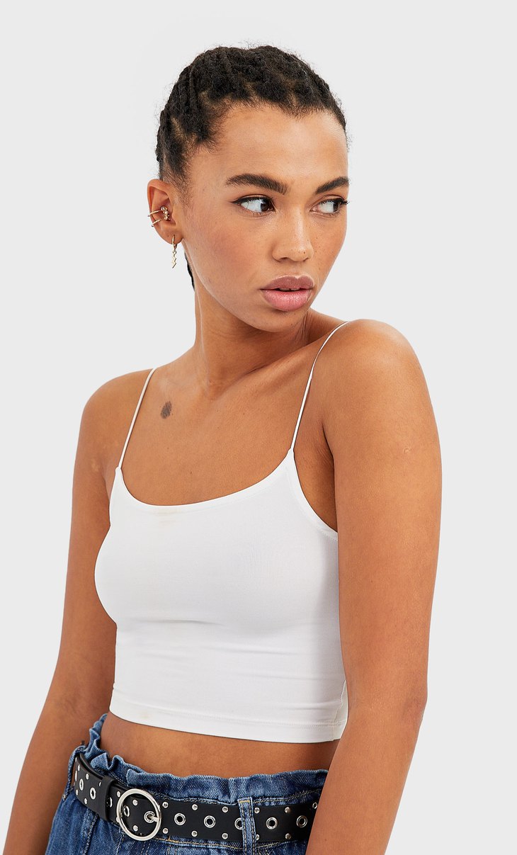 Stretch Strappy Crop Top Women S Fashion Stradivarius Turkey