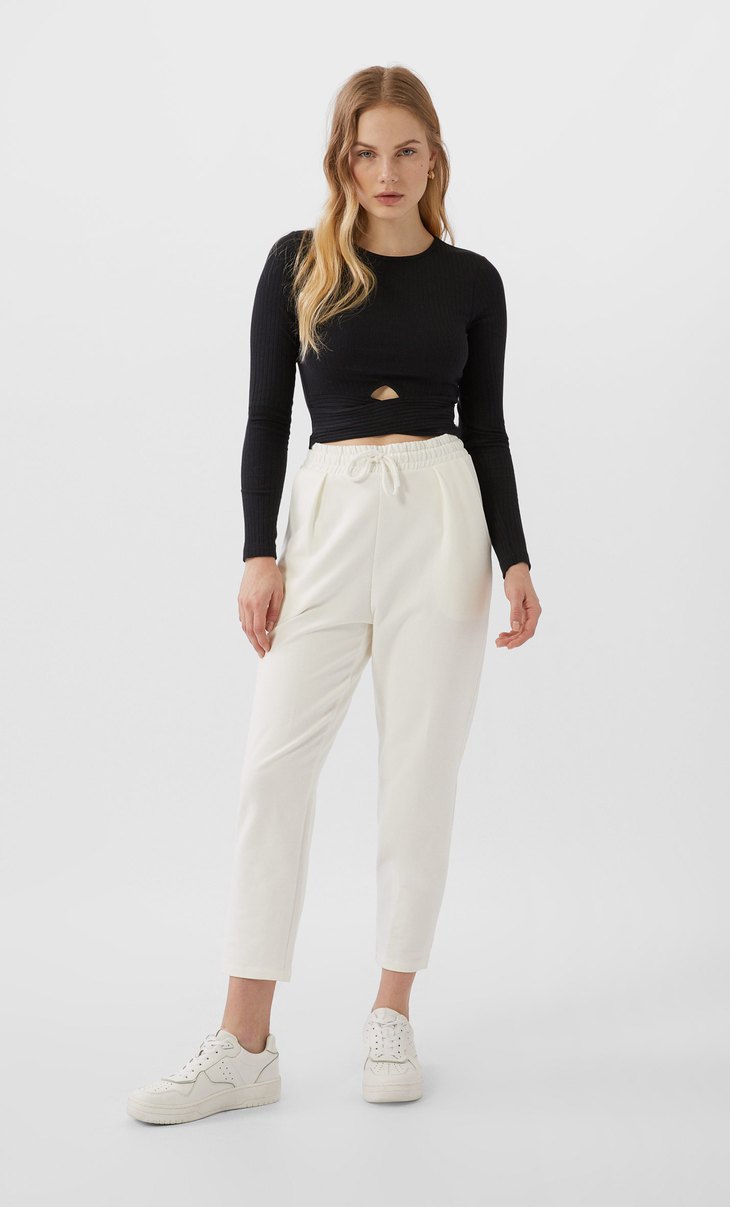 Cropped Cut Out T Shirt Women S Tops Bodysuits Stradivarius Jordan