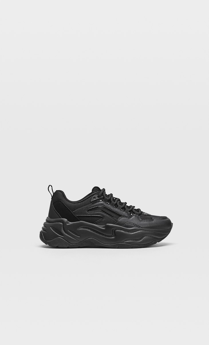 Stradivarius Black chunky sole trainers 