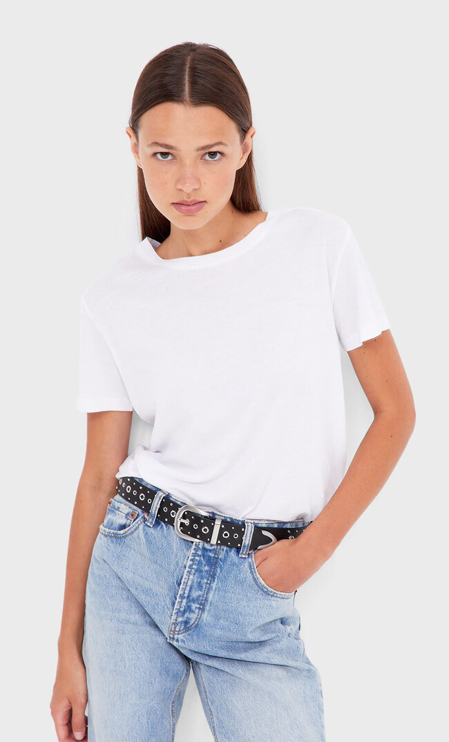 

Stradivarius Gürtel Mit Nieten Im Boho-Stil Schwarz 80