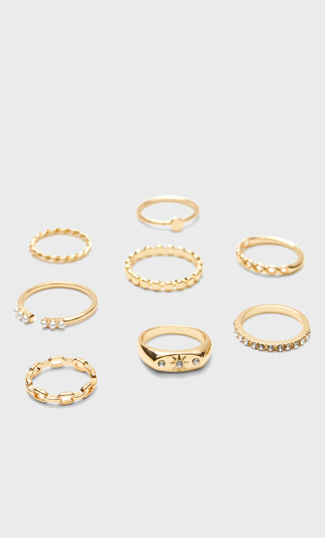 

Stradivarius 8er-Set Ringe Mit Sonne Gelb 103