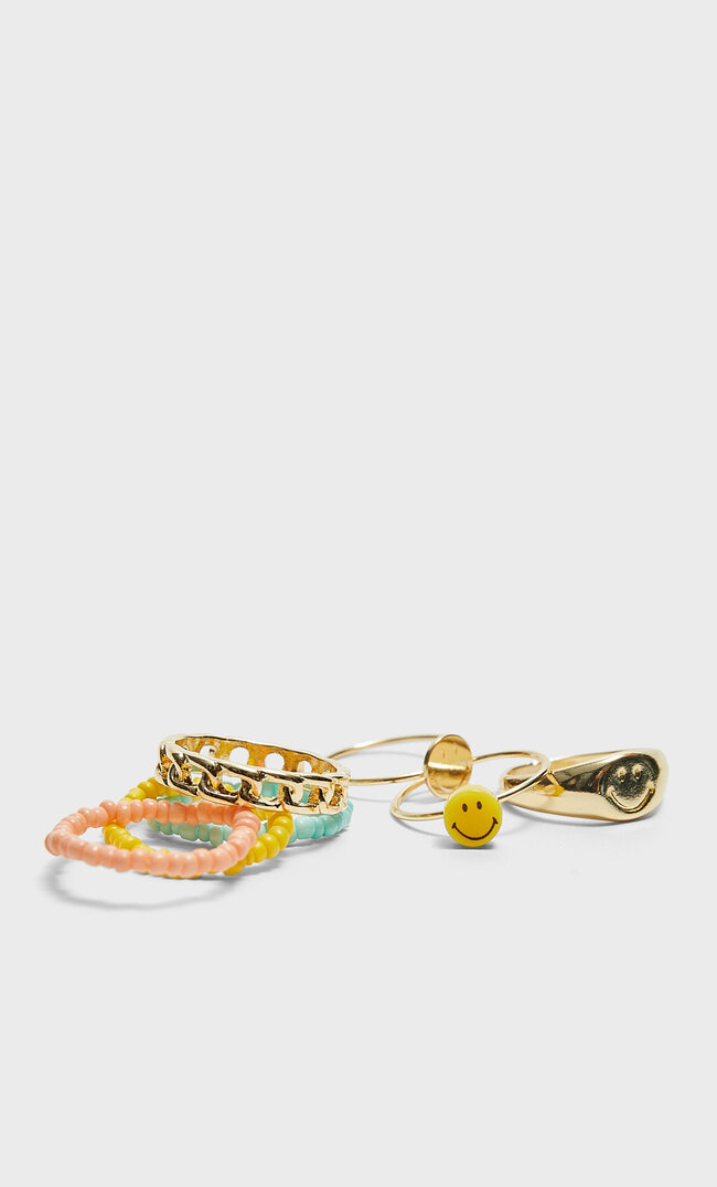 

Stradivarius 7er-Set Ringe Smiley ® Gelb 103
