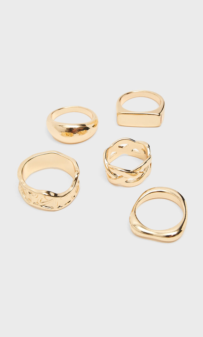 

Stradivarius 5er-Set Metall-Ringe Gelb 103