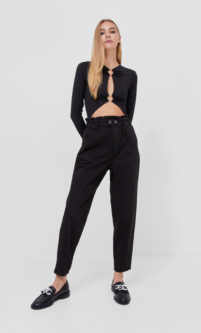 

Stradivarius Baggy-Jeans Aus Twill Schwarz L
