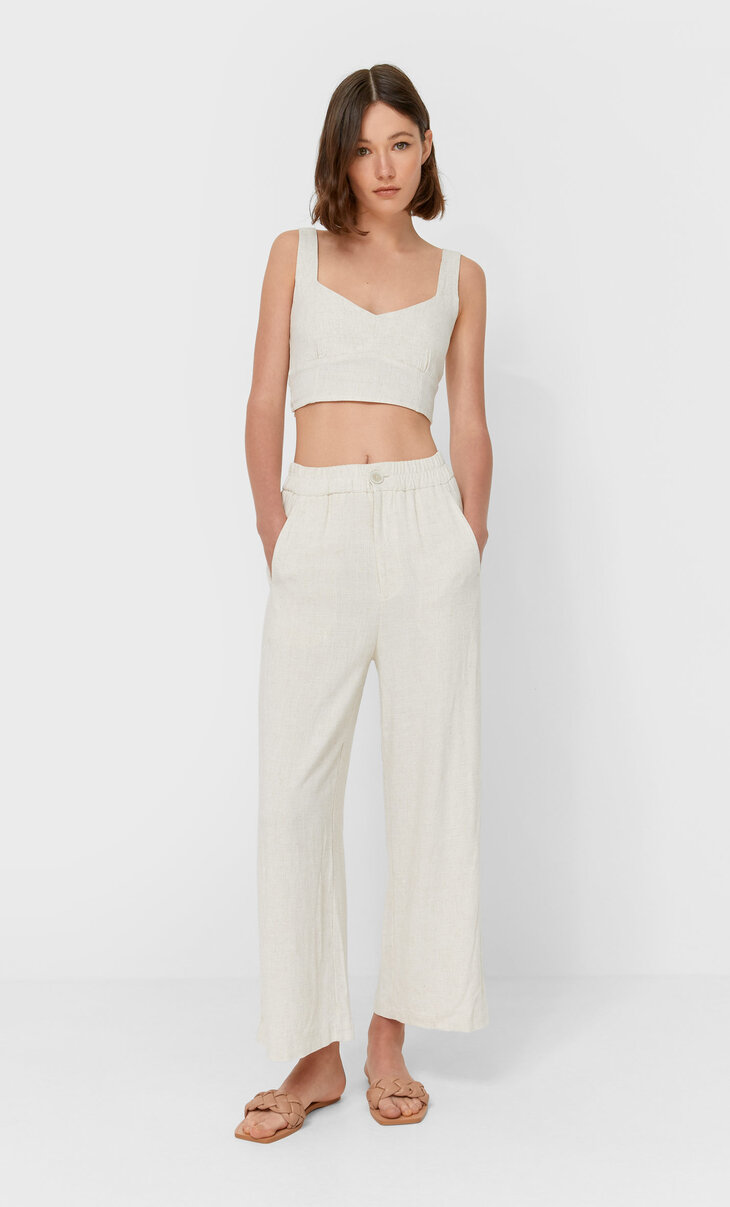 Stradivarius white trousers Clearance