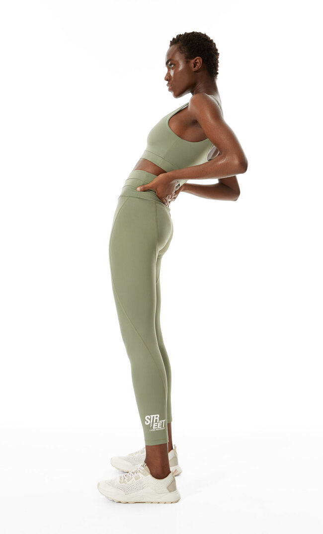 Stradivarius Sportleggins Sculpt Khaki M