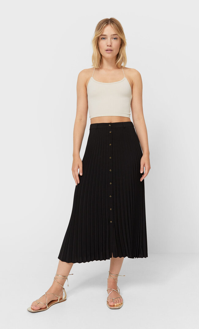 

Stradivarius Plissierter Rock Schwarz L