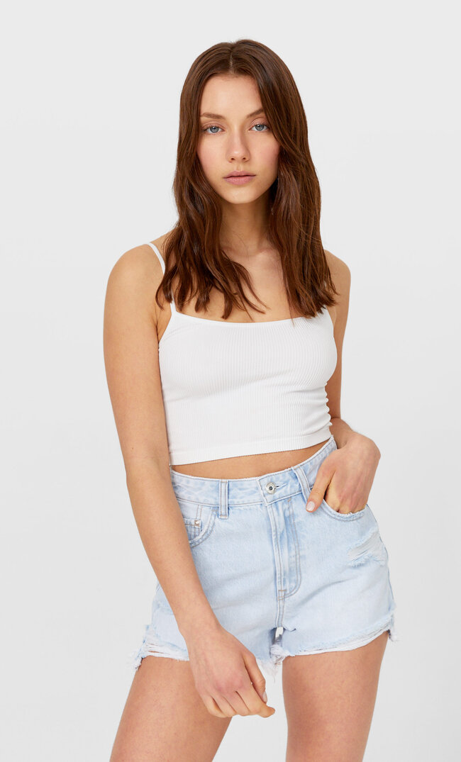 

Stradivarius Jeans Shorts Mit Rissen Verwaschen 36