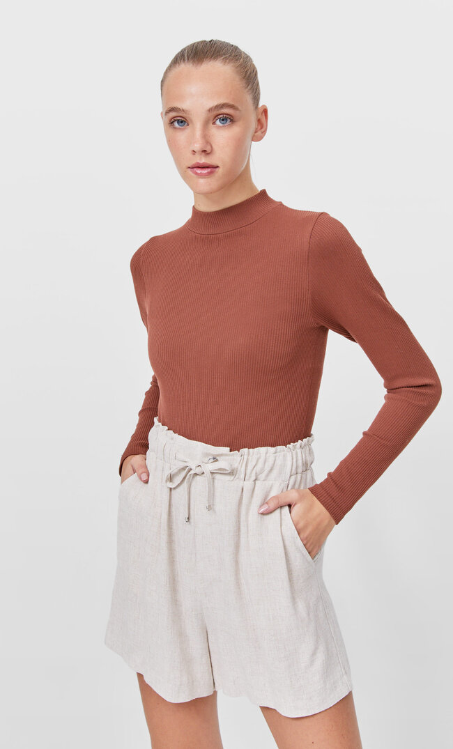 

Stradivarius Fließende, Rustikale Shorts Steingrau Xs