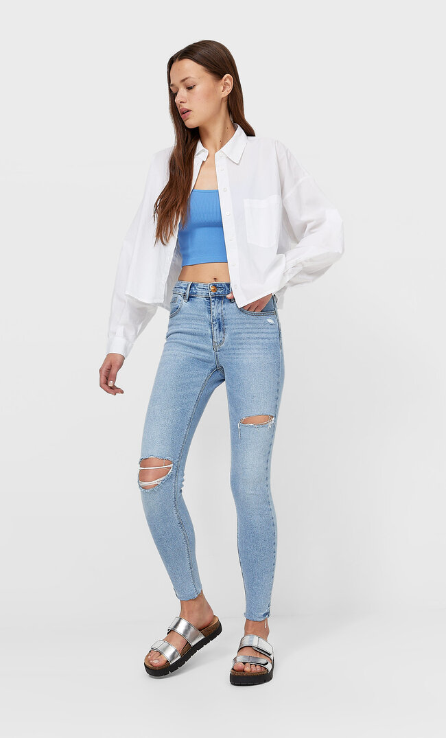 

Stradivarius Jeansy Skinny Fit Z Niskim Stanem Denimowy 40