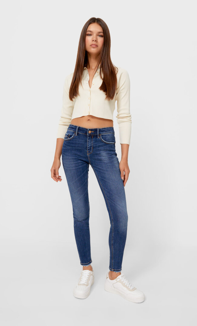 

Stradivarius Jeansy Skinny Fit Z Niskim Stanem Średniodenimowy 40