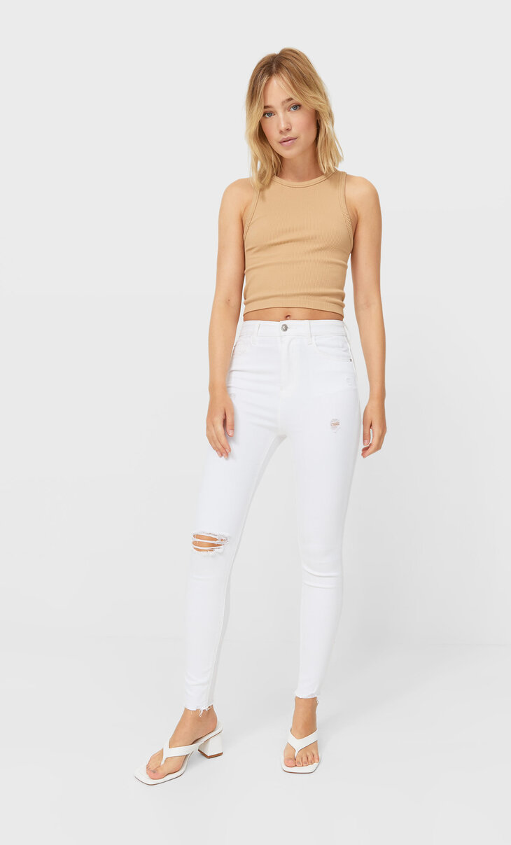 Stradivarius 2025 jeans blancos