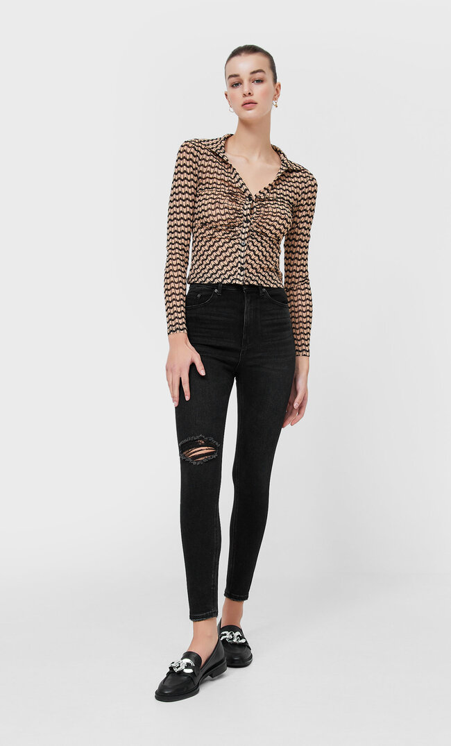 

Stradivarius Jeansy Super High Waist Sprany 38
