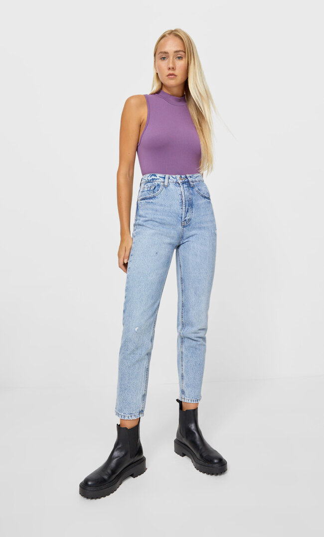 

Stradivarius Jeansy Mom Fit Sprany Niebieski 40