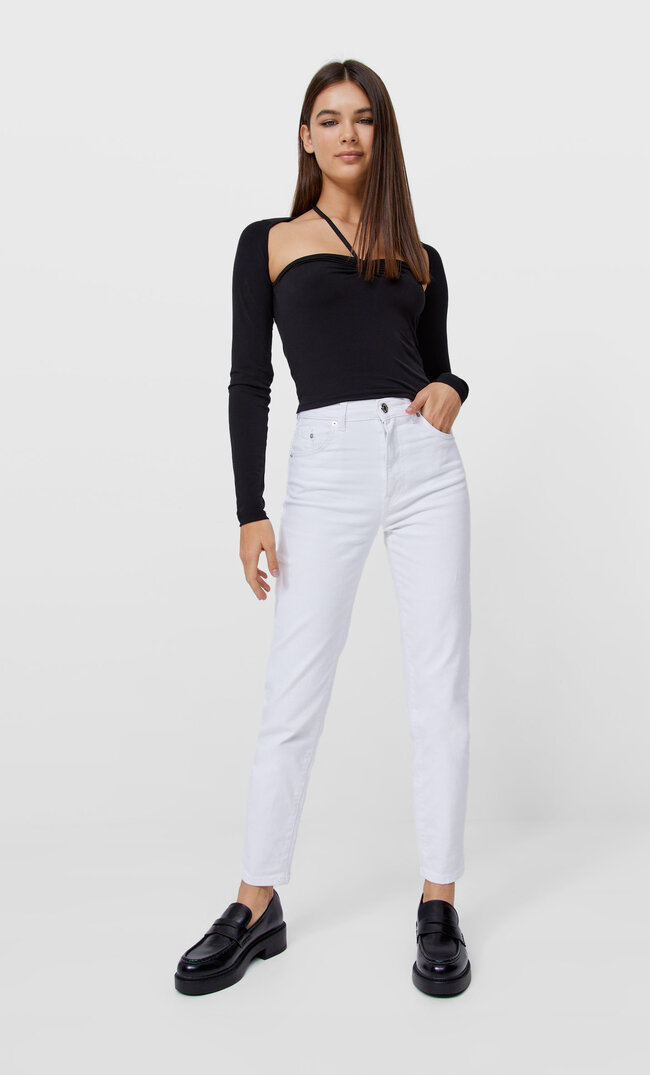 

Stradivarius Jeansy Mom Slim Biały 38