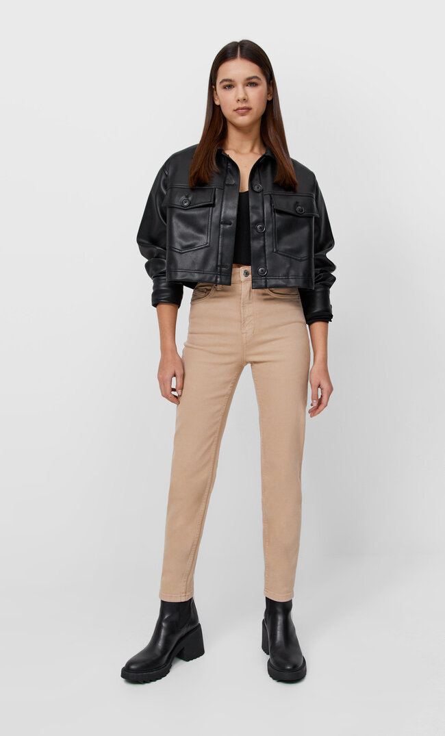 

Stradivarius Mom-Jeans Im Slim-Fit Steingrau 40