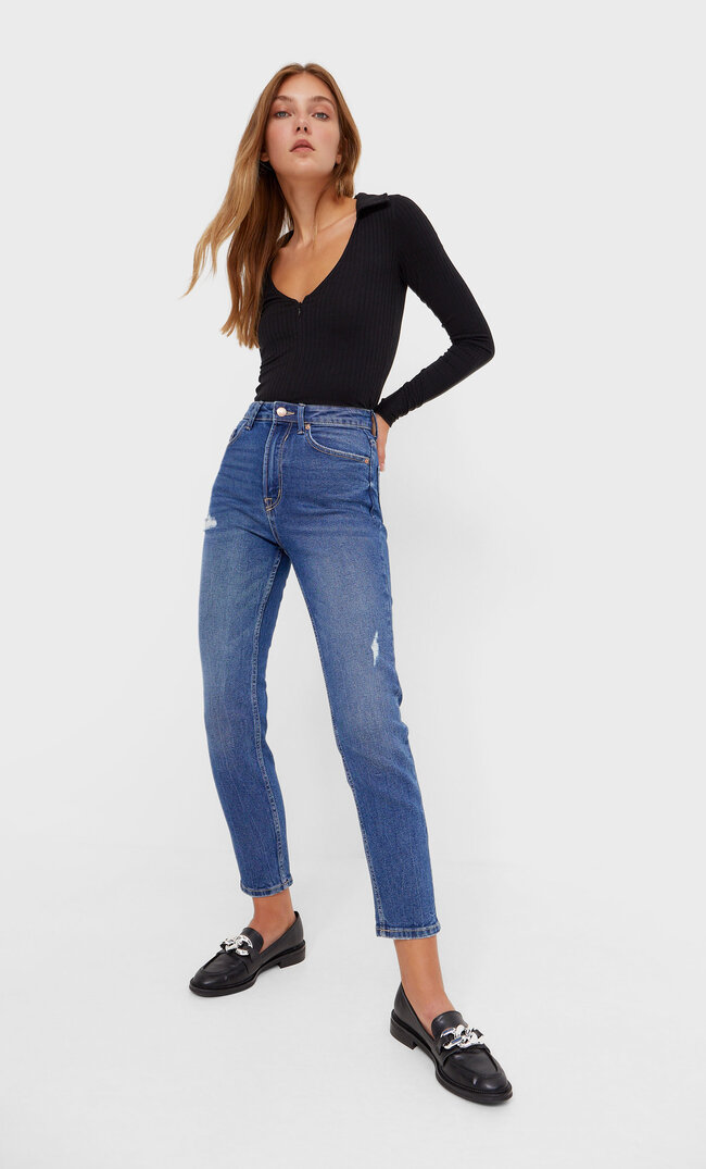 

Stradivarius Mom-Jeans Im Slim-Fit Verwaschen 34