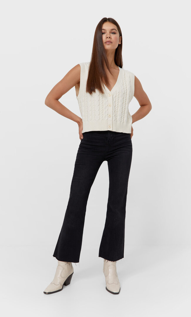 

Stradivarius Cropped-Schlaghose Verwaschen 44