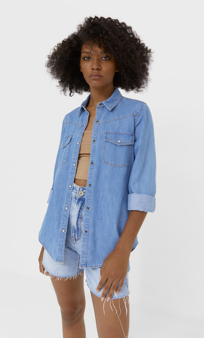 

Stradivarius Jeanshemd Mittleres Denim S