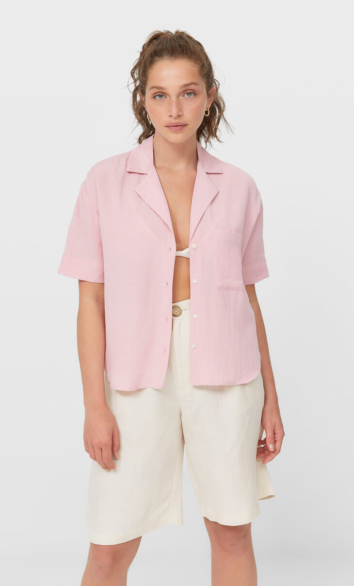 camisa negra mujer stradivarius