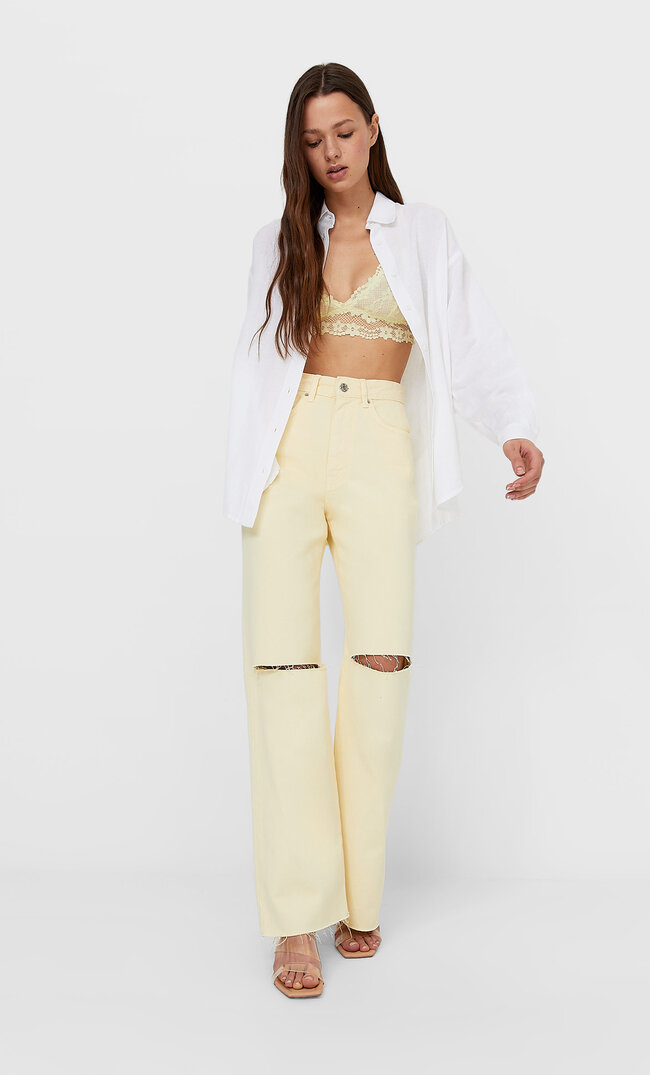 

Stradivarius Koszula Casual W Rustykalnym Stylu Biały S