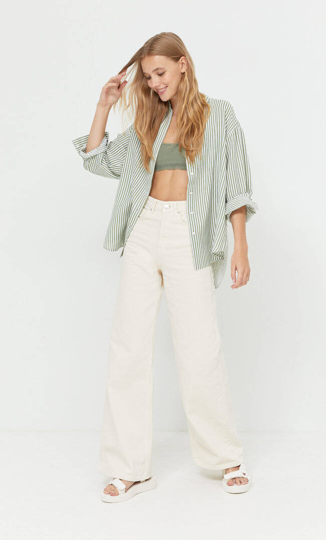 

Stradivarius Koszula Casual W Rustykalnym Stylu Khaki L