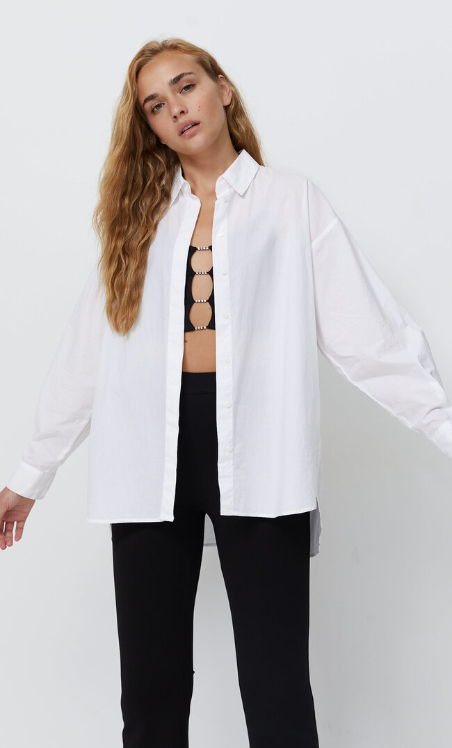 

Stradivarius Boyfriend-Hemd Weiß Xs