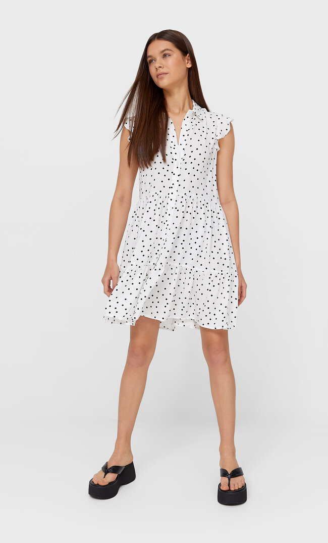 

Stradivarius Ärmelloses Hemdkleid Weiß S