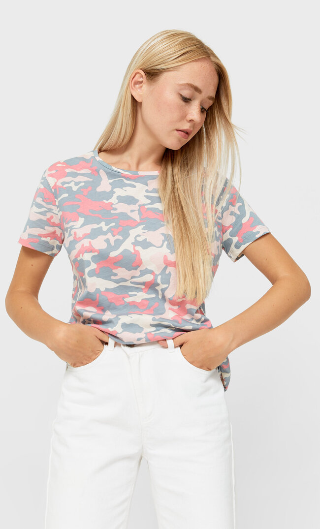 

Stradivarius T-Shirt Mit Print Grau Melange S