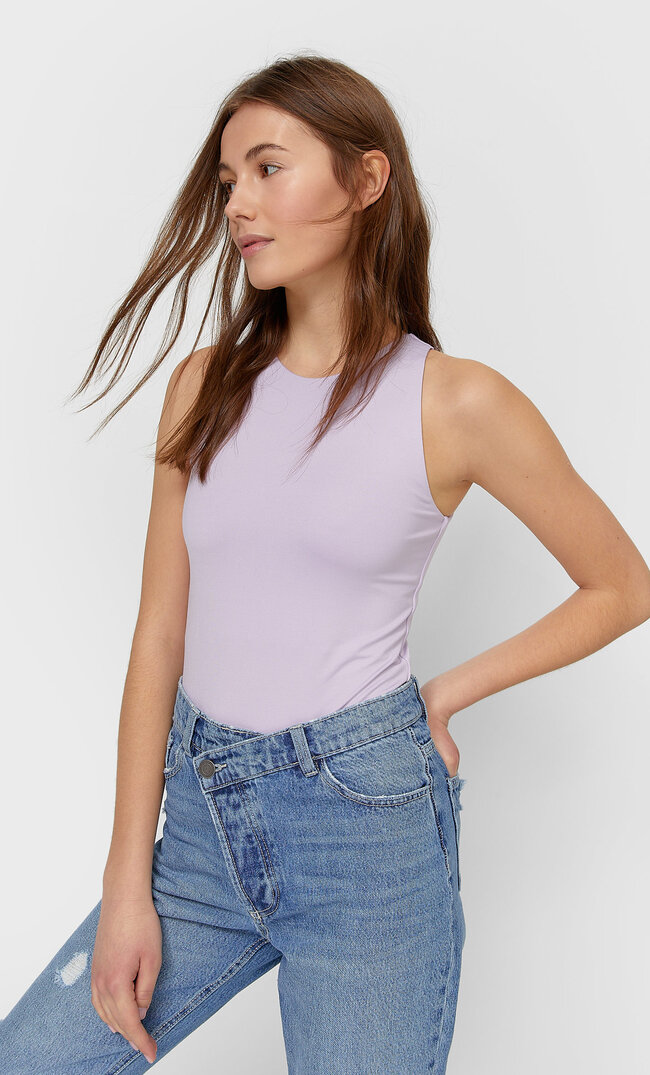 Stradivarius Neckholder-Body Aus Polyamid Lila Xl