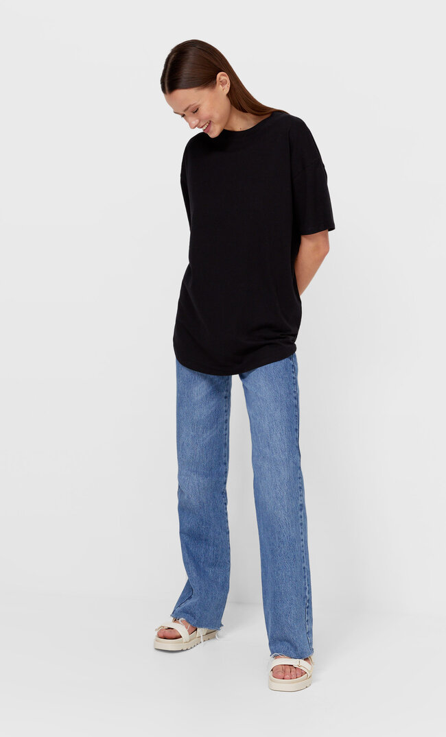 

Stradivarius Długa Koszulka Basic Czarny L