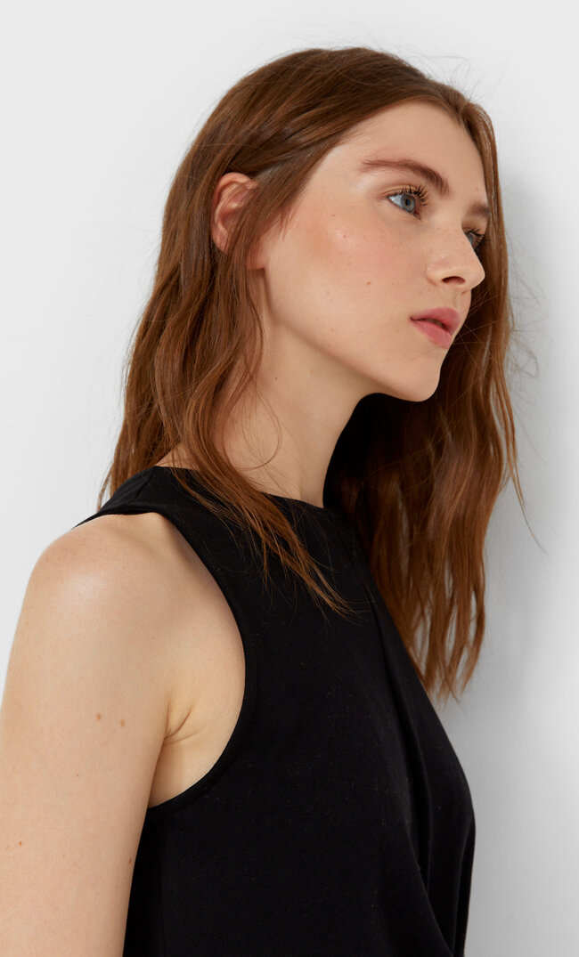

Stradivarius Cropped-Top In Wickeloptik Schwarz S