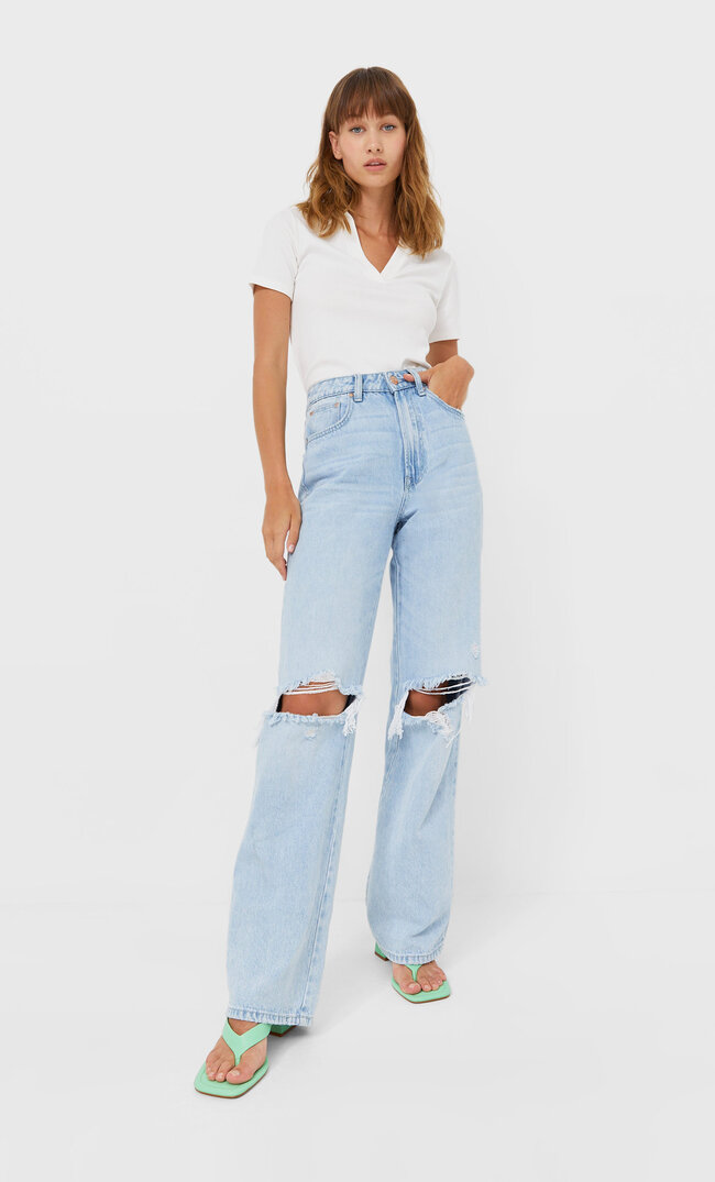 

Stradivarius Gestreiftes Poloshirt Ecru S