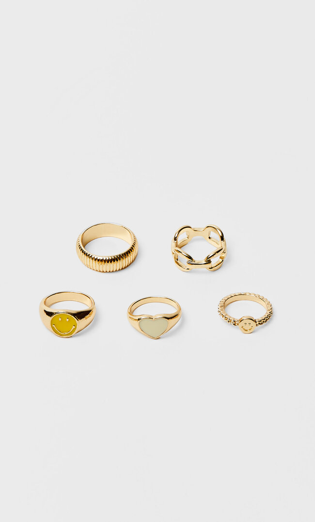 

Stradivarius 5er-Set Ringe Smiley ® Gelb 103